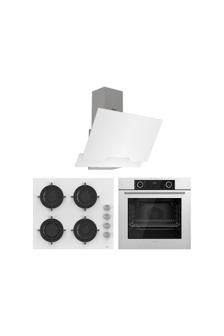 Ferre Fryart CS Serisi XE63CB - CS206 - D064 Beyaz Cam Ankastre Set