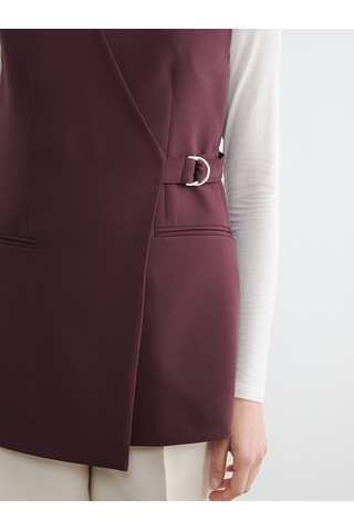 Lcw Modest Bordo Kruvaze Yaka Kadın Klasik Yelek
