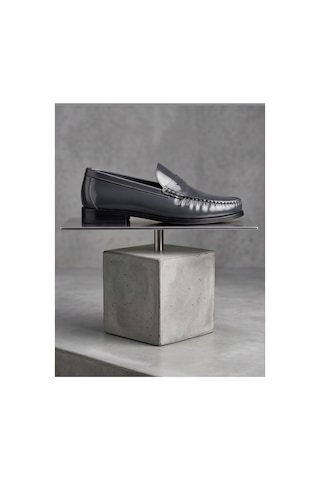 Crc Ayakkabı %100 Hakiki Deri Rugan Erkek Loafer - El İşçiliği Premium Klasik Ayakkabı - Burgundy Patent Gri