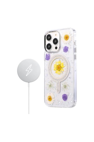 İphone 11 Uyumlu Flower Magsafeli Yeni Tasarım Kılıf - Sarı