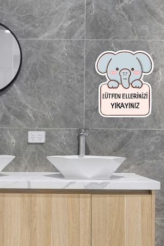 Fil Sticker Lütfen Ellerinizi Yıkayınız Etiketi