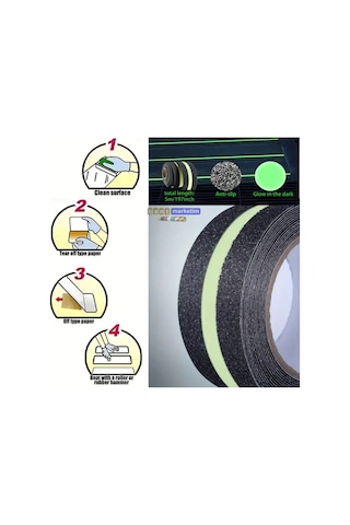 Fosforlu Kaydırmaz Bant 50mm X 5mt Yeşil Fosforlu Merdiven B Tdrtr