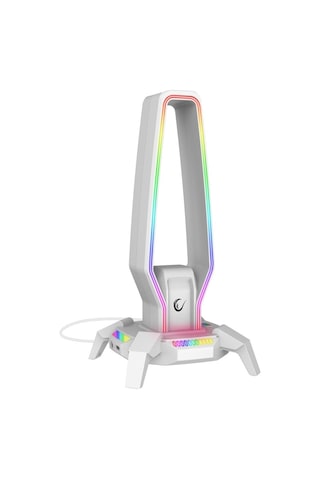 Rampage Rm-h27 Igrıs Kulaklık İçin Stand Rgb Işıklı 3 Usb 1 Type-c Bey