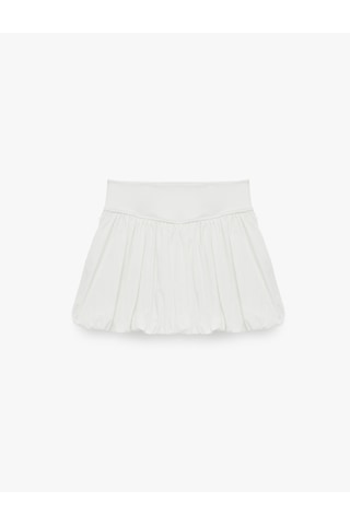 Koton Yüksek Bel Crinkle Paraşüt Kumaş Mini Spor Şort Etek Ekru 6sak40024nw