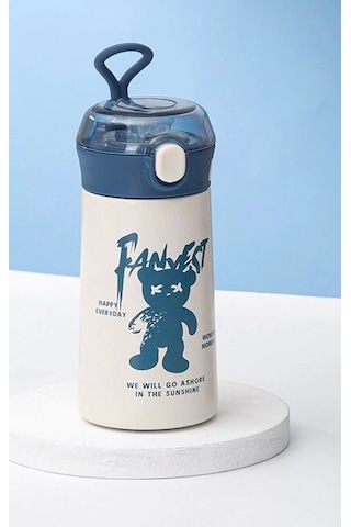 Paslanmaz Çelik Termos Su Şişesi 350ml Pipetli Krem İthal Ürün Çok Renkli