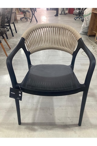 Örme Plastik Model Sandalye 4'lü Siyah - Bej