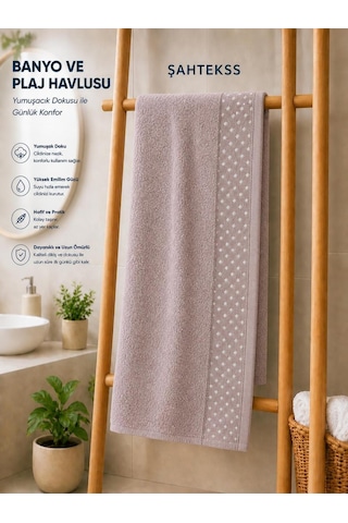 Boncuk Desenli Banyo Havlusu Lila