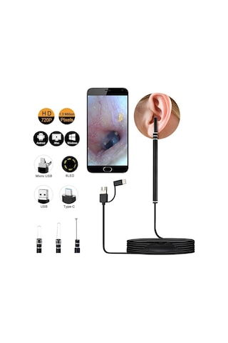 Kulak Temizleme Aracı Kaşık Hd Kamera Aracı Usb Tipi C Soket Win