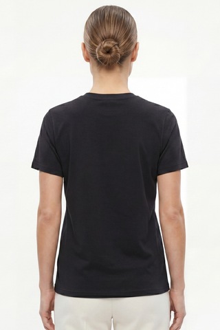 Goffra Kadın Vision Bisiklet Yaka Premium Kalite Yoğun Dokulu Pamuklu T-shirt Siyah W101-r0220-08
