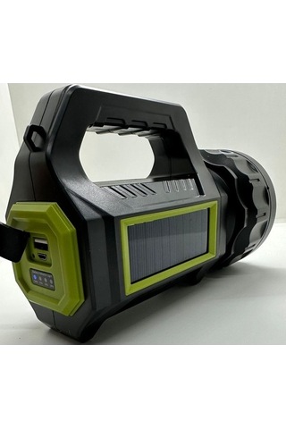 Ps-t95 30w 5 Adet Uzun Menzilli Solar Panelli Powerbank+usb Çıkış S.o.s Lu Ultra Güçlü Ledli Şarjlı Feneri Siyah