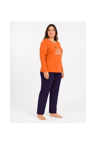 Sleeproom Büyük Beden Kadın Sweet Dreams Mevsimlik Turuncu Pijama Takımı