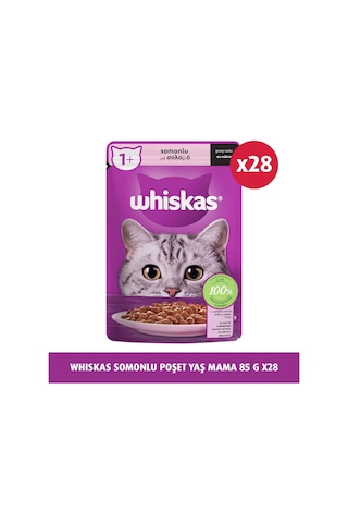 Whiskas Pouch Sos İçinde Somonlu Yetişkin Kedi Konservesi 28 x 85 G