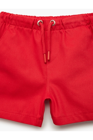 Koton Pamuklu Beli Bağcıklı Basic Gabardin Şort Kırmızı 6smb40072tw