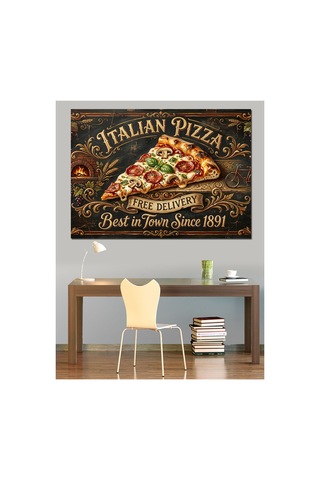 İtalyan Pizza Ustası Ve Fırın Yağlı Boya Dokulu Kanvas Tablo Canvas Tablosu