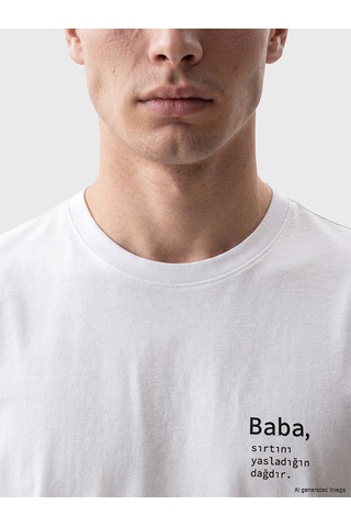 Lcwaıkıkı Classic Beyaz Bisiklet Yaka Slogan Baskılı Erkek Tişört