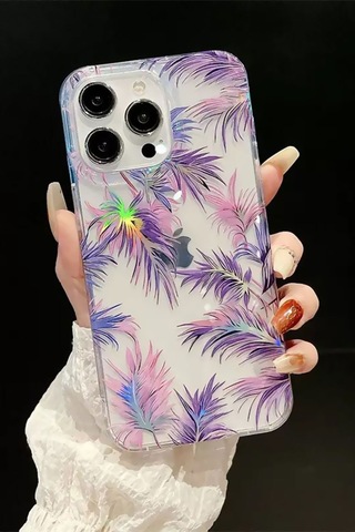 İphone 14 Uyumlu Kılıf Solmayan Imd Baskı Desenli, Şeffaf Tpu+pc Botanik Kapak
