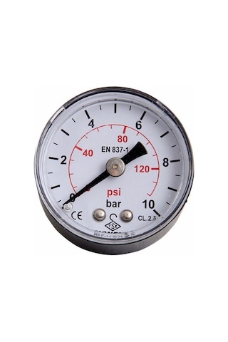 Moneks Manometre Ø63 - 0-10 Bar - Metal Gövdeli - Arkadan Çıkışlı 1/4''