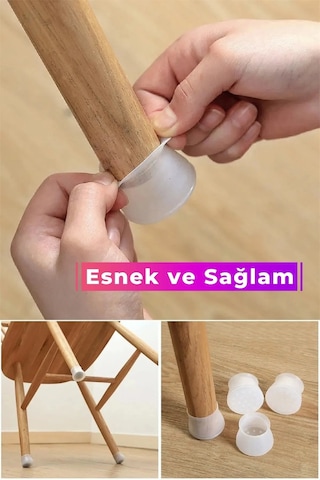 Premium Kaydırmaz Çizdirmez Mobilya Masa Sandalye Zemin Koruyucu Silikon Pabuç Ayak Kılıf 32 Adet