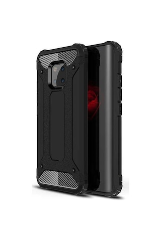 Noktaks - Huawei Uyumlu Huawei Mate 20 Pro - Kılıf Çift Katman Zırh Tank Crash Military Kapak - Kırmızı