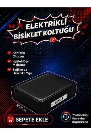 Rks Elektrikli Bisiklet Arka Deri Koltuk, Elektrikli Bisiklet Deri Koltuk, Motosiklet Deri Koltuk, Arka Sele Çocuk Deri Koltuk Seti Siyah