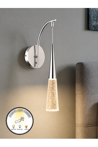 Luxury Sarkıt Cam Led Aplik 3 Renk Modlu Elektrikli Pilli Değildir Salon Yatak Odası Dekoratif Aydınlatma Gümüş