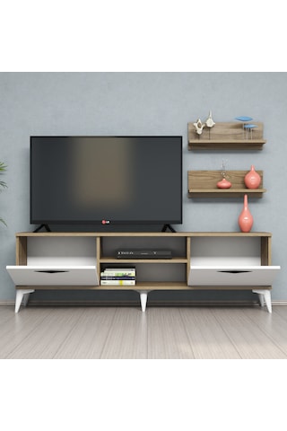 Ferniso Mobilya 160 cm Tv Ünitesi (Raflı) Hud-Beyaz