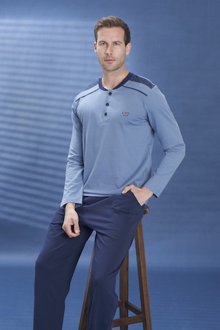 Erkek Penye Uzun Kol Pijama Takımı 2111 İndigo01 İndigo01