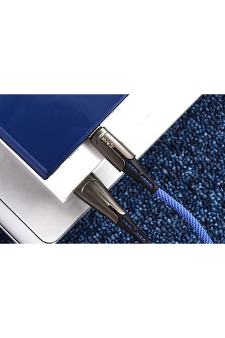 Zore Focus Metal Uçlu Halat Kablo Micro 2.4 A 1 M -> Mavi