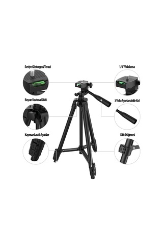Rosepremium 3120 Telefon Ve Fotoğraf Makinesi İçin Tripod Siyah
