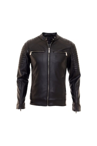Oliggopol Erkek Siyah İç Cepli Slim Fit Deri Ceket Çok Renkli