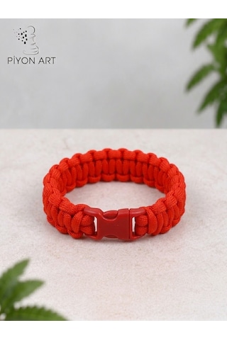 Piyonart El Yapımı Kırmızı Paracord Paraşüt İpi Unisex Bileklik Klipsli Outdoor Survival Takı L Bede Piyonart El Yapımı Kırmızı Paracord Paraşüt İpi Unisex Bileklik Klipsli Outdoor Survival Takı L Bede