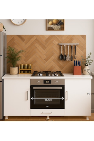 140lık Ankastre Fırın Ocak Dolabı,kahve Köşesi,çok Amaçlı Mutfak Dolabı Beyaz