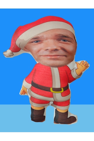 Kişiye Özel Noel Baba Yılbaşı Tasarımlı Şekilli Yastık Çok Renkli