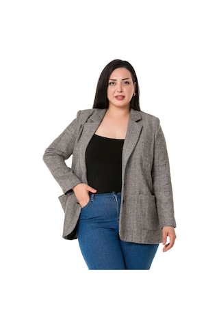 Disentis Büyük Beden Cepli Balıksırtı Blazer Astarlı Vizon Ceket-vizon Vizon