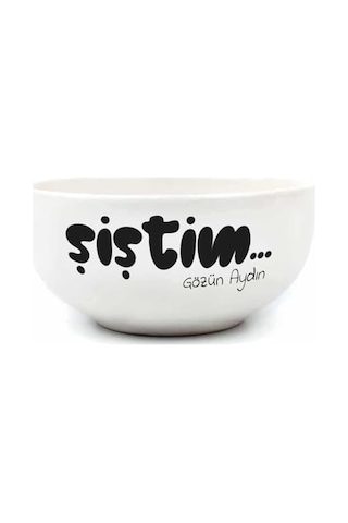 Şiştim... Gözün Aydın Krem Seramik Kase - Hediye Seramik Kase