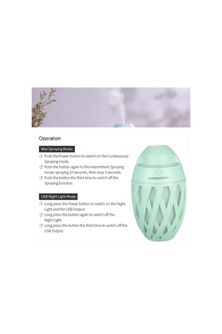 Leezsing Mini Rutbeli Nemlendirici: Iki Sprey Modu, Renkli Gece Lambası, Ev-ofis-araç Kullanıma Uygun, Yeşil