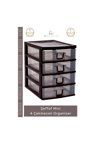 Çekmece Masaüstü Ofis Ev Tipi Takı Makyaj Kırtasiye Hobi Şeffaf Plastik Mini 4 Çekmeceli Organizer Çok Renkli