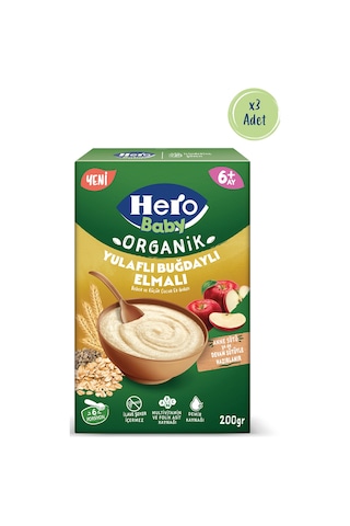 Hero Baby Organik Buğdaylı Yulaflı Elmalı 200g X3 Hero Baby Organik Buğdaylı Yulaflı Elmalı 200g X3