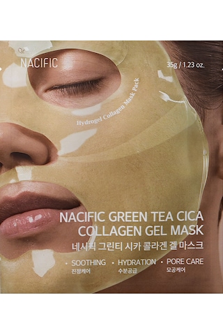 NACIFIC Green Tea Cica Collagen Gel Mask , Dolgunluk Veren Jel Maske , Hassas ve Yorgun Ciltler İçin