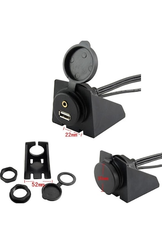 4825 Usb 2rca 3.5mm Aux Araç İçi Kontrol Paneli Uzatma Ek Kablosu