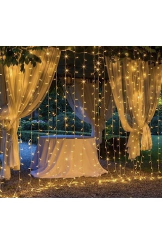 3X2 Metre Perde Led Işık Gün Işığı 8 Fonksiyonlu Eklenebilir Dekoratif Led Işık Yılbaşı Süsü Diğer