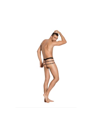 Tegangold Fantezi Erkek Siyah Alımlı Metalli Tanga - String Mh4597 Siyah