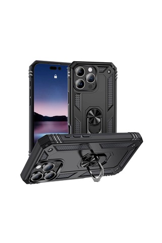 Apple Uyumlu iPhone 16 Pro Kilif Zirhli Standli Miknatisli Kapak