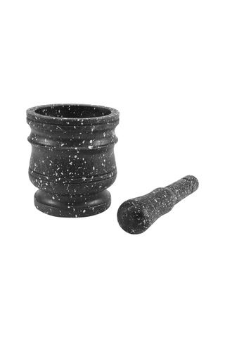 Granit Desenli Havanda Seti Taş Ot Baharat Öğütücü Katı Öğütücü Siyah