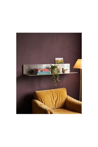 Dizör L Duvar Rafı 45 Cm 304 Paslanmaz Çelik, Fırçalı, Banyo Mutfak Salon Duvar Rafı Gümüş