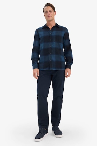 Defacto Regular Fit Polo Yaka Kareli Flanel Uzun Kollu Gömlek E8242ax25aunv64 Lacivert-nv64