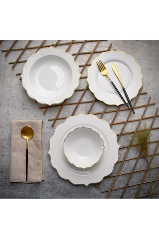 Paçi Yemek Takımı 24 Parça Bone Chine Flora Beyaz
