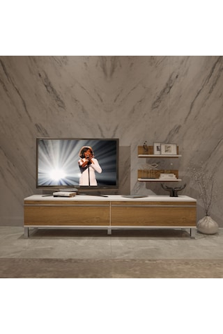 Decoraktiv Eko 4 Mdf Std Krom Ayaklı Tv Ünitesi Tv Sehpası Beyaz - Pera