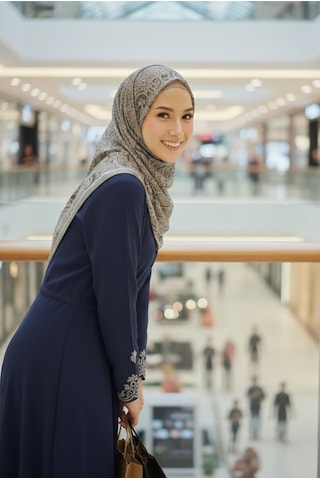 Eyfel Pamuklu Soft Özel Seri Şal Etnik & Çiçekli Desen, Orjinal, Tesettür Giyim, Yeni Koleksiyon Yeşil