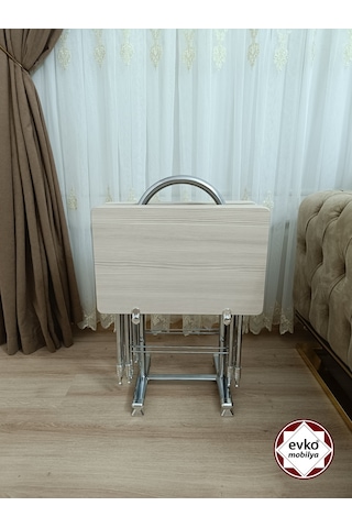Evko Mobilya Çanta Zigon Sehpa, 4'lü Sehpa, Zigon Sehpa, Servis Sehpası, Mdf Mebran Sehpa, Katlanır Sehpa